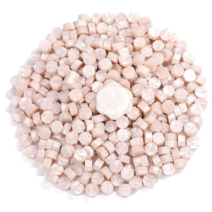 Yoption 360Pcs Champagne Sealing Wax Beads with 2 Spoons and 4 Tea Candles for Wax Seal Stamps, Cards, Wedding Invitations, Wine Packaging, Gift Wrap, Envelopes