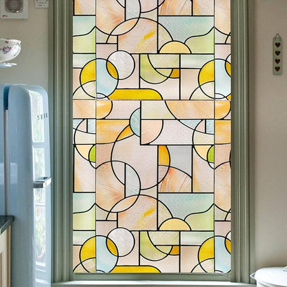 3D Stained Glass Window Privacy Film, Heat Control UV Blocking Static Cling Decorative Window Film for Bathroom,Front Door,Home Non Adhesive,35.4 x 78.7 inches Wilderness