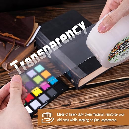 Clear Book Repair Tape - Self Adhesive Stretchable Tape, Essential Repair Tape for Reinforcing, Protecting, and Mending Books - 3 Inch Wide x 108 FT Long