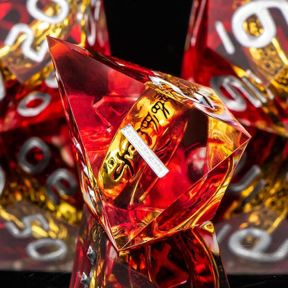 OUKELANWO Magic Lord Rings DND Dice Set with Box, 7Pcs Resin LOTR D&D Dice Set for Role Playing Game, Red Dungeons Dragons D and D Sharp Edge Dice D20 D12 D10 D8 D6 D4