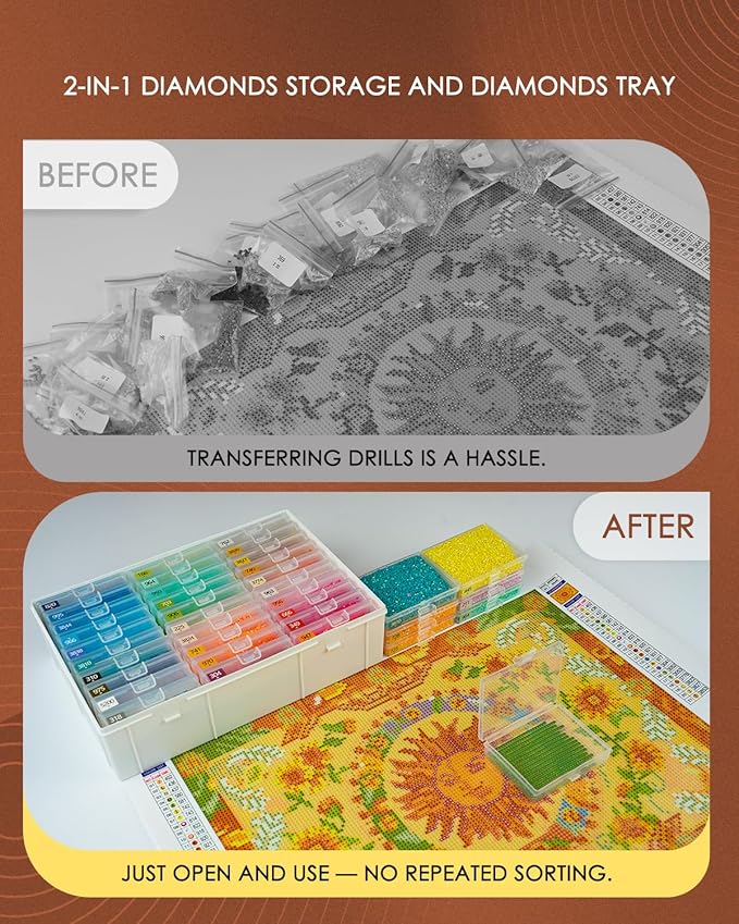 YBUTVY Diamond Art Trays with Lids, 60PCS Diamond Painting Trays with Lids ＆ Diamond Art Storage, Diamond Painting Accessories for Beads (2 Packs)