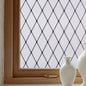 Window Privacy Film Decorative for Front Door, Bathroom Static Cling Stained Glass Sticker Opaque Heat Control UV Blocking Non-Adhesive for Home,Black Grid 35.4 x 78.7 inches