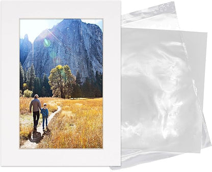 6x8 Mat for 8x10 Frame - Precut Mat Board Acid-Free Show Kit with Backing Board, and Clear Bags White 6x8 Photo Matte Made to Fit a 8x10 Picture Frame Matboard for Framing, Pack of 10 Mats