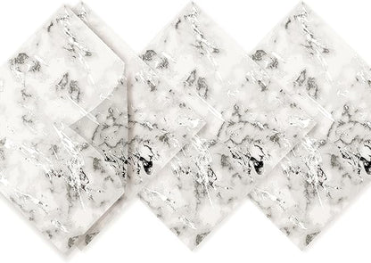 80-Pack Napkins Disposable Paper Towel Cocktail Dinner Party Decoration, Silver Splash
