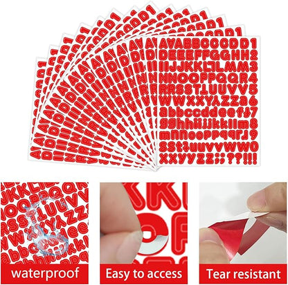 Red Alphabet Letter Stickers, 1/2 inch, 10 Sheets - Self Adhesive Vinyl for Mailbox Numbers, Bulletin Boards, Classroom & Home Decor