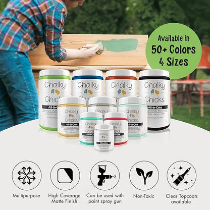Chalky Chicks All-in-One Chalk Paint for Furniture or Cabinet - 8 Fl Oz - Matte Finish Pistachio (Lime Green) for Metal, Wood Furniture Paint - No Sanding All-in-One for Home Decor & Crafts, USA Made