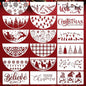 Christmas Stencils for Painting on Wood 12" Christmas Stencils for Crafts Reusable Xmas Holiday Stencil for Door Mats Round Hanger Fabrics Decor