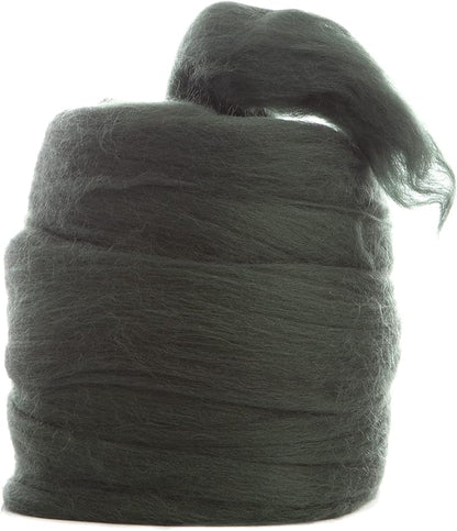 Desert Breeze Distributing – 100% Natural Merino Wool Roving, Wool for Spinning, Tapestry Yarn, Needle Felting, Wet Felting, Big Yarn Roving, 19 Micron, 70mm Staple Length, 8 OZ Size, Color Pine Green