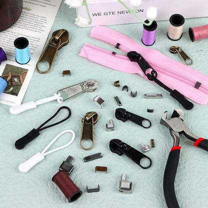275 Pcs Zipper Repair Kit - Replacement Zipper Pulls & Sliders Set with Install Pliers for Jackets, Coats, Sleeping Bags, Backpacks