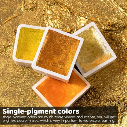Paul Rubens Artist Watercolor Paints-Metallic Glitter Solid Colors-Pink Portable Metal Case with Palette-24 Color Set Sparkle Watercolor