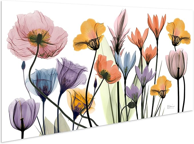 Empire Art Direct Frameless Free Floating Tempered Glass Panel Graphic Wall Art Ready to Hang, 24" x 48", Flowerscape Portrait, Flower Wall Art