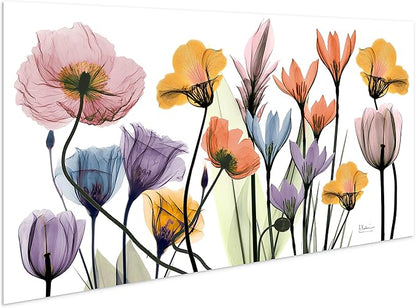 Empire Art Direct Frameless Free Floating Tempered Glass Panel Graphic Wall Art Ready to Hang, 24" x 48", Flowerscape Portrait, Flower Wall Art