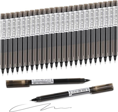 RIANCY Black Fine Point Gel Pens 24Pcs 0.5mm Gel Ballpoint Pens Black Liquid Ink Pens No Smear No Bleed, Smooth Writing Pen for Journaling Note Taking Drawing Sketching Coloring Office School Supplies
