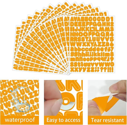 Letter Stickers,1/2 inch 10 Sheets Orange Alphabet Sticker,Self Adhesive Vinyl Letter Stickers Mailbox Numbers,Self Adhesive Letters Stickers for Bulletin Boards Classroom Home Decor