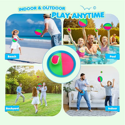 Toss and Catch Ball Set Upgraded - Kids Toys Outdoor Games for Whole Family - Water-Resistant Great for Beach Pool Yard Games - Classic Gift for Boys Girls 3 4 5 6 7 8 9 10 11 12+ Years Old