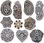 Royal Kraft Wooden Stamps for Block Printing on Saree Border, Textile, Clay, Pottery, Tattoo (Set of 10) MXtag0002