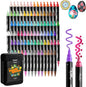 Ohuhu Acrylic Paint Pens 90 Colors: Dual Tips (Round & Fine) Acrylic Markers High Opacity Paint Markers Waterproof Lightfast for Rock Painting Easter Eggs Wood Glass Ceramic Canvas - Kakaako