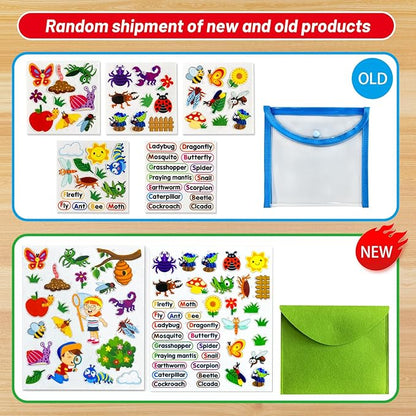 Felt Flannel Board Story Pieces for Toddlers Preschool,Kids Interactive Storytelling Teaching Play Kits for Flannel Board,with Words Felt Pieces(Insect Butterfly)