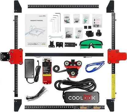 Coolook CK1-55 Laser Engraver, 5.5W Laser Engraving Machine, Laser Engraver Machine, Laser Cutter for Wood, Metal, Aluminum, Glass, Leather, 500mm/s Speed, 32-Bit Main Chip, 300x300mm Engraving Area