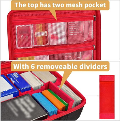 ALLPRIMO Trading Card Case Storage Box for 2700+ Cards. Deck Boxes Travel Organizer Holder Compatible with TCG/for Topps Baseball Sports/for C.A.H/for UNO/for MTG/for Yu-Gi-Oh Games -Red Zipper