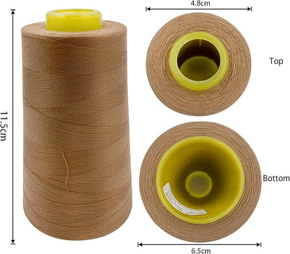 Tortoise 4 Cones of 3000 Yards Each Spool Thread for All Purpose, Serger, Overlock, Quilting, Sewing Machine - 100% Polyester, 40S/2 Macchiato