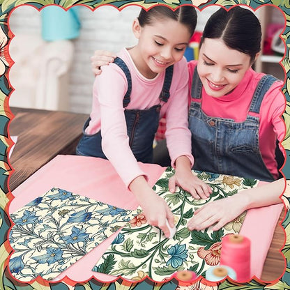Ganeen 60 Pcs 10 x 10 Inch William Morris Floral Quilting Fabric Squares Vintage Floral Fat Patchwork Precut Strips Retro Multicolor Fabric Bundles for Holiday DIY Craft Sewing Quilt Material Handmade