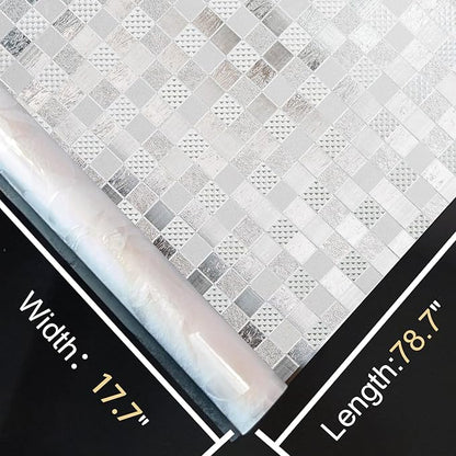 Window Privacy Film Decorative for Front Door, Bathroom Static Cling Stained Glass Sticker Opaque Heat Control UV Blocking Non-Adhesive for Home Windows,Cube