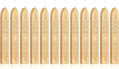 Yoption 12 Pcs Metallic Light Gold Sealing Wax Sticks with Wicks for Wax Seal Stamp, Wedding Invitations, Gift Wrapping, Christmas