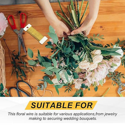 MECCANIXITY 114 Yards/345 Feet 27 Gauge Metal Floral Wire Silver Tone Flexible Paddle Thin Floral Wires for Craft, Christmas Wreath, Flower Arrangement, Wedding, Total 3 Roll