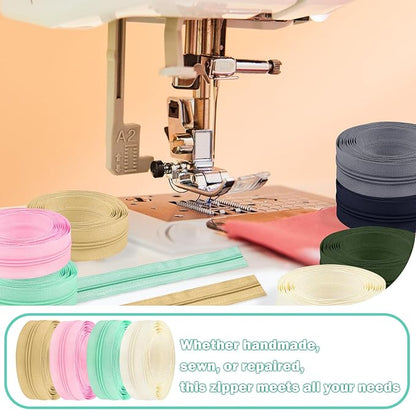 DOITEM 31 Yards 10 Pcs Sewing Zippers #3 Nylon Coil Zippers Assorted Zipper for Sewing with 40 Zipper Sliders for DIY Tailor Sewing Crafts Supplies, 10 Colors