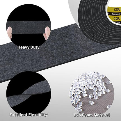 2 Pack EVA Single-Sided Adhesive Black Foam Tape,2inx16.4FT Single-Sided Sealing Strip Foam Pad Sponge Tape Window Weatherproof, Self-Adhesive Insulation Sealing Tape