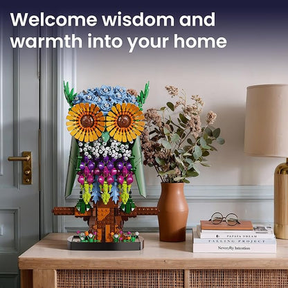 Sillbird Flower Owl Building Set for Adults and Teens, Buildable Floral Animal Model Kit for the Home Decor & Office Display, Birthday Gift Toys for Women Girlfriend Kids age 10 Years and up(1215 Pcs)
