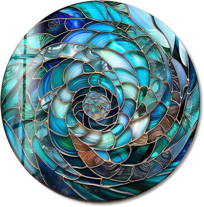 My Photostation.com 15.8''(40cm) Diameter Ocean Vortex Spiral Round Glass Wall Art Tempered Glass Printing Wall Decor Large Wall Art Wall Hangings