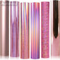 GIRAFVINYL Rose Gold Holographic Vinyl Permanent, Rose Gold Permanent Vinyl 6 Sheets Pink Adhesive Viny1 for DIY Cup, Home, Car Christmas Decorations, 12" x 12"