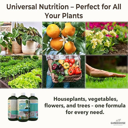 Organic Liquid Plant Food for Indoor Houseplants – All Purpose Fertilizer for Potted Plants, Vegetables, Succulents, Orchids, Roses – Miracle Growth with Mycorrhizae (16 oz)