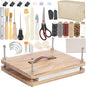 50 Pcs Book Binding Kits, 15"x11.4" Inch Wooden Book Press，Books Binding Materials, with Bone Folder, Awl, Needles for DIY Bookbinding, BookRepair, Handmade Crafts