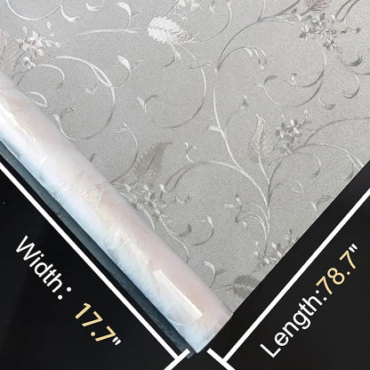 Window Privacy Film Decorative for Front Door, Bathroom Static Cling Stained Glass Sticker Opaque Heat Control UV Blocking Non-Adhesive for Home Windows,Horsetail