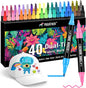 Fabric Markers Permanent for Clothes, 40 Colors Dual Tip with Fine and Chisel Tips Paint Pens for Clothing Canvas Tote Bags T-Shirt and Shoes, Non Toxic Ink for Kids and Adults