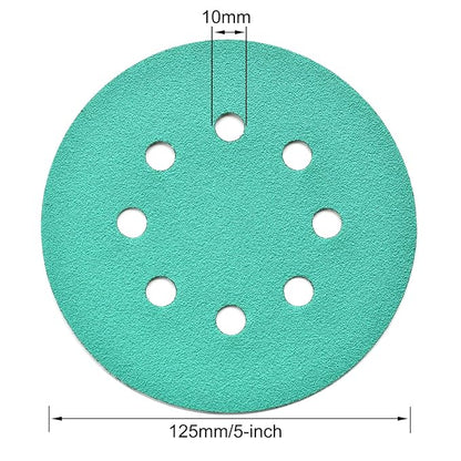 5-Inch 8-Hole Wet Dry Sanding Discs 100 Grit, Polyester Film Backed Heavy-Duty Hook and Loop Sandpaper for Random Orbital Sander, 50-Pack