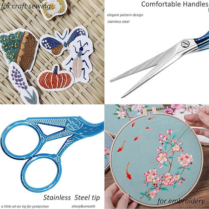 BIHRTC 4.5Inch Small Sewing Scissors Stainless Steel Sharp Tip Scissors with Leather Protect Cover for Embroidery Craft Needle Work Art Work Handcraft Threading
