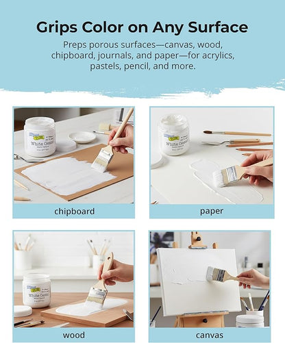 The Crafter's Workshop White Gesso Primer for Acrylic Painting -Boutique Quality, 8 oz Jar