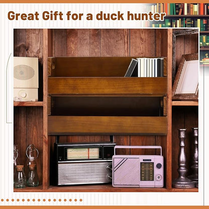 4 Set Wooden CD Storage Box Holder Shelf Cassette Tape Display Racks with Carrying Handles, Organizer Shelf for Movie Cases, DVDs, Each Set Can Store up to 36 Pcs CDs (Brown)