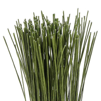 CCINEE 26 Gauge Dark Green Floral Wire Stem for Flower Arrangement Craft Supply,16 Inch,200PCS