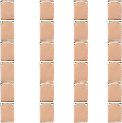 ImpressArt - Premium Metal Stamping Rectangle Blanks for Metal Stamping and Jewelry Making (24 Pack) (7/16" x 3/4" Rectangle w/ 2 Holes, Copper)