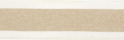 MEEDEE Burlap Wired Ribbon with Satin Edge - White Stripe, 2.5 Inch, 10 Yards for Wreath, Garland, Topper, Bow Making, Fall, Christmas, Wedding Decorations
