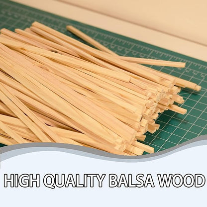 60Pcs Balsa Wood Square Dowels 1/4 x 1/4 x 12 inch ，DIY Balsa Wood Sticks for Crafts Model Making (1/4"x12"-60pcs)