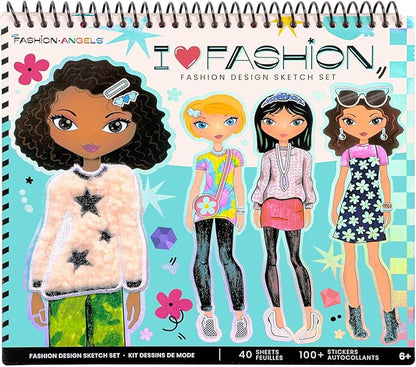 Fashion Angels I Love Fashion Sketch Portfolio, Includes Sketch Pad with Stencils & Stickers, Fashion Design Sketch Book for Girls, Ideal Drawing Kit for Kids