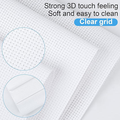 MYFAMIREA 16PCS Cross Stitch Fabric, 4 Sizes White Aida Cloth 14 Count Craft Embroidery Cloth Classic Reserve Cross Stitch for Home DIY Handmade Needlework Embroidery Decoration, 5.9 to 11.8 inch