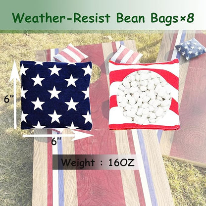 4×2FT Cornhole Board Set,Wooden Corn Hole Games for Adults Bean Bag Toss Game Set, with Corn Hole Bags Set 8,2 Cornhole Boards and a Carrying Case for Wedding/Party/Outdoor/Hiking/Yard