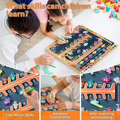 Magnetic Alphabet Maze,Montessori Magnetic Maze Board (Airplane)